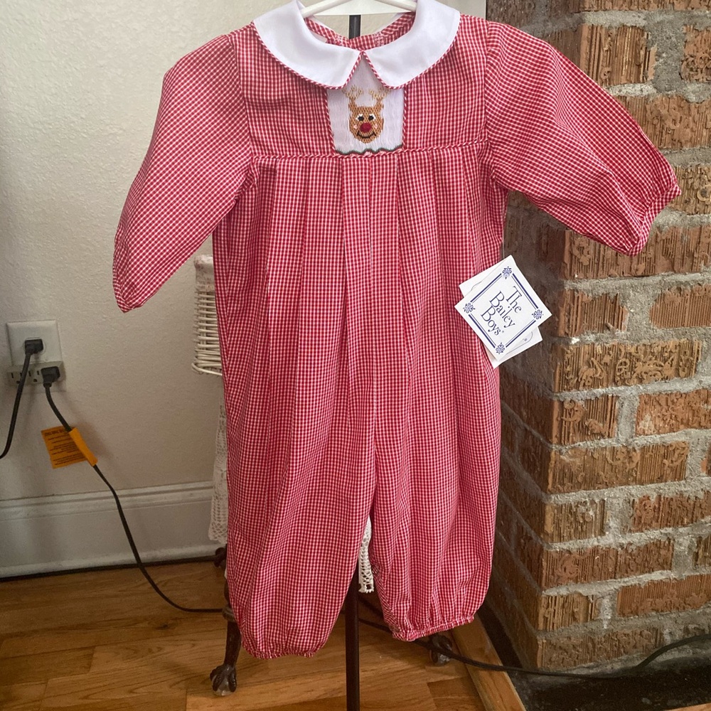 NWT The Bailey Boys Infant Christmas Smocked Long all size 6 months - Picture 12 of 16